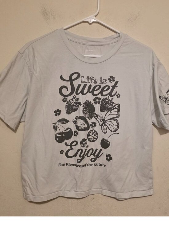 Tops - Light Gray  Cotton Tee Short Sleeve L